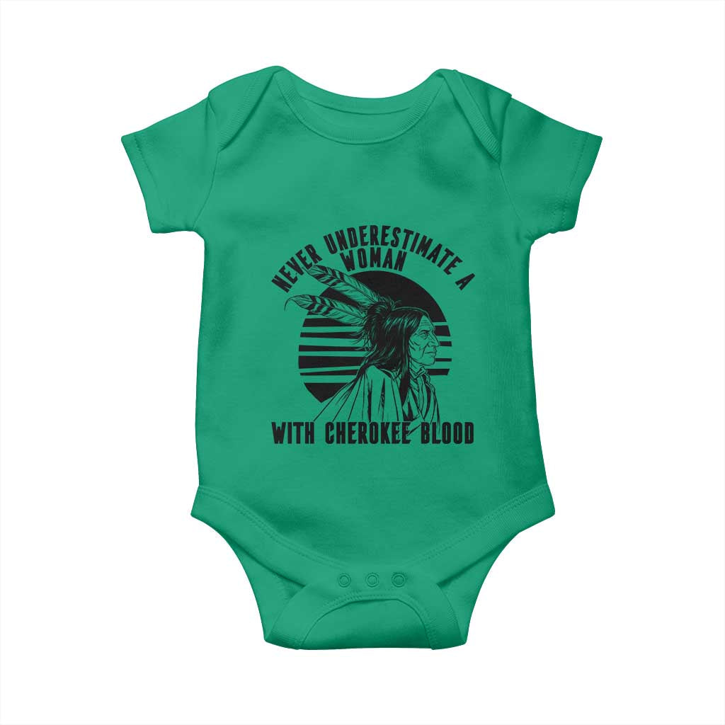 Never Underestimate A Woman With Cherokee Blood Baby Onesie Native American Heritage Gift