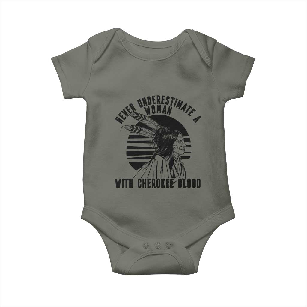 Never Underestimate A Woman With Cherokee Blood Baby Onesie Native American Heritage Gift