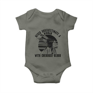 Never Underestimate A Woman With Cherokee Blood Baby Onesie Native American Heritage Gift