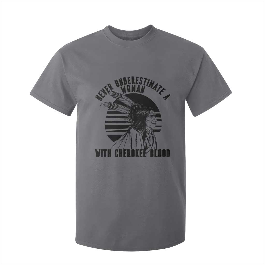 Never Underestimate A Woman With Cherokee Blood T Shirt For Kid Native American Heritage Gift
