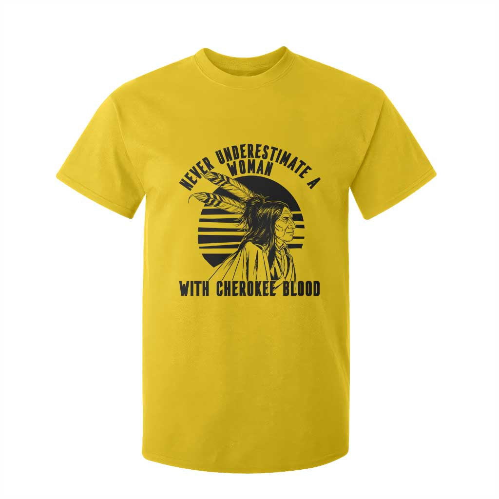 Never Underestimate A Woman With Cherokee Blood T Shirt For Kid Native American Heritage Gift