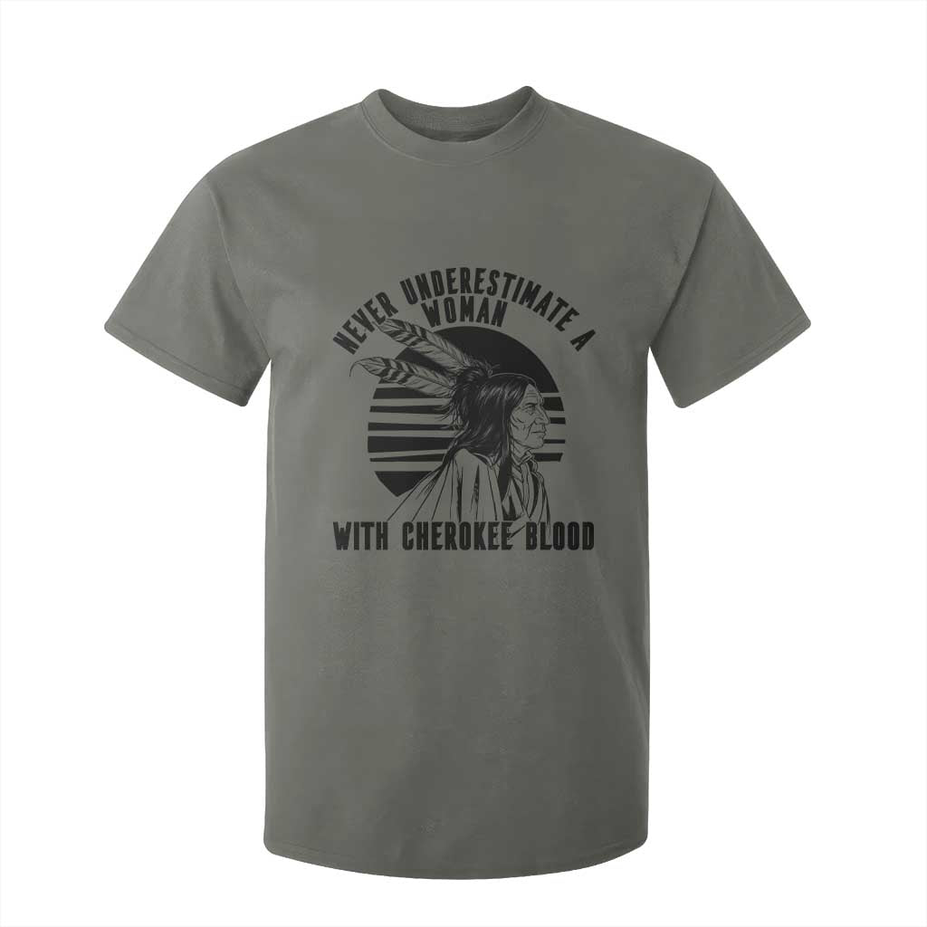 Never Underestimate A Woman With Cherokee Blood T Shirt For Kid Native American Heritage Gift