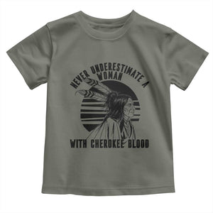 Never Underestimate A Woman With Cherokee Blood Toddler T Shirt Native American Heritage Gift