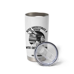 Never Underestimate A Woman With Cherokee Blood Tumbler Cup Native American Heritage Gift