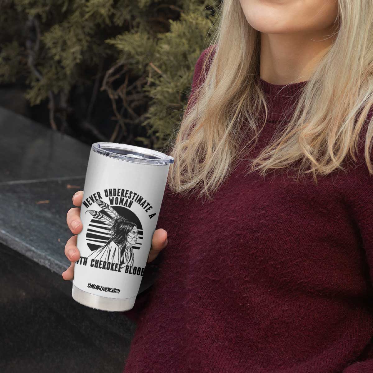 Never Underestimate A Woman With Cherokee Blood Tumbler Cup Native American Heritage Gift