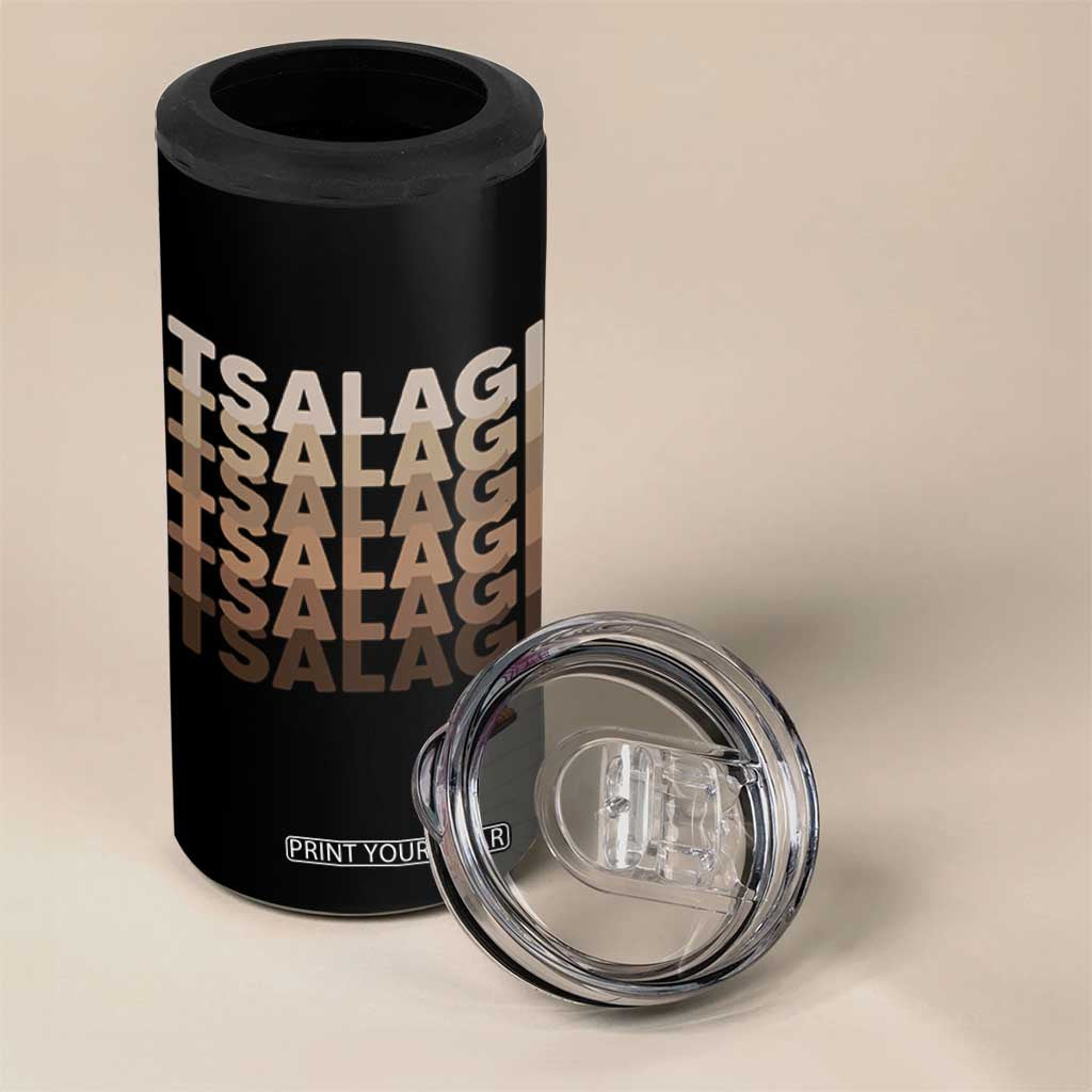 Cherokee Tsalagi Heritage Pride Stacked Typography 4 in 1 Can Cooler Tumbler