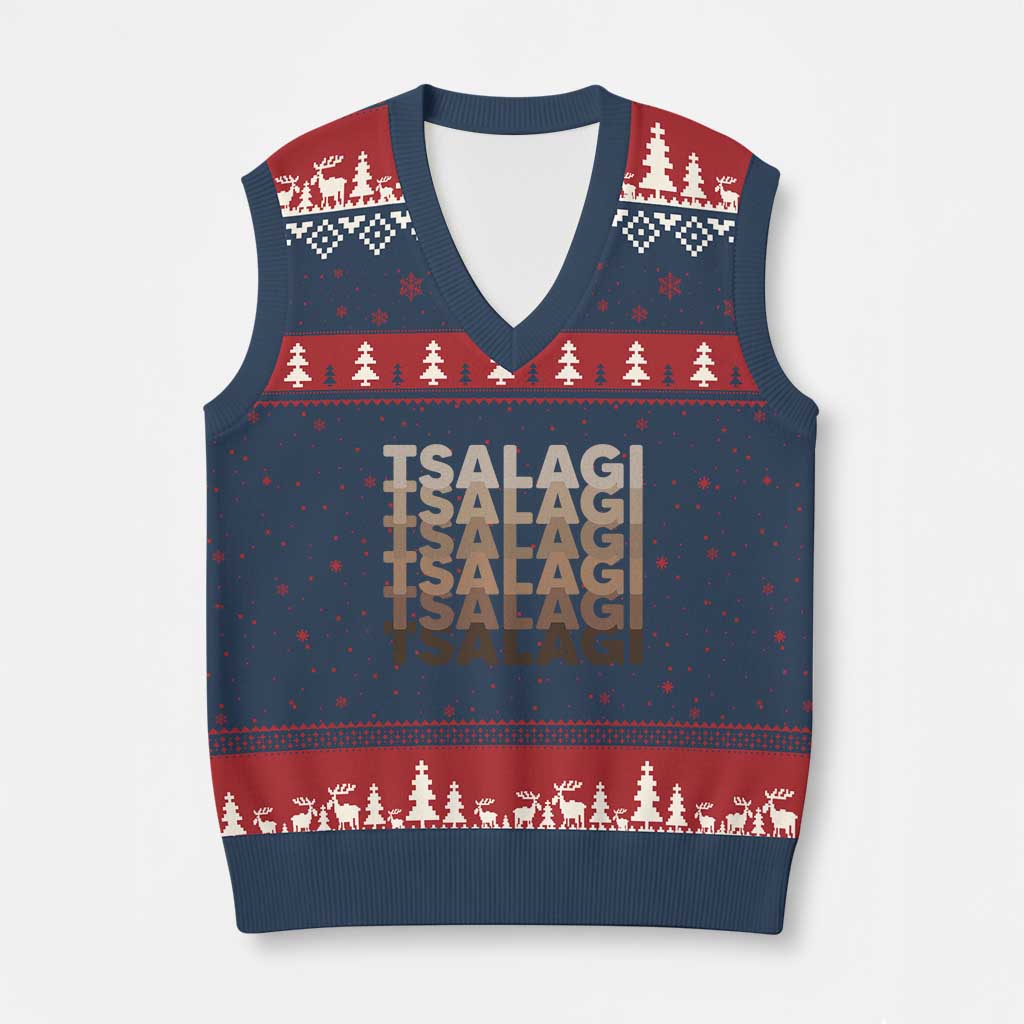 Cherokee Tsalagi Heritage Pride Stacked Typography V-Neck Knit Sweater Vest