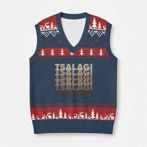 Cherokee Tsalagi Heritage Pride Stacked Typography V-Neck Knit Sweater Vest