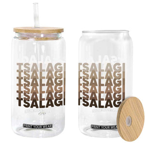 Cherokee Tsalagi Heritage Pride Stacked Typography Glass Can