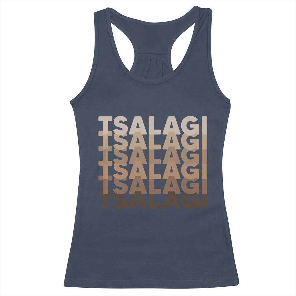 Cherokee Tsalagi Heritage Pride Stacked Typography Racerback Tank Top
