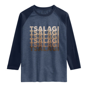 Cherokee Tsalagi Heritage Pride Stacked Typography Raglan Shirt