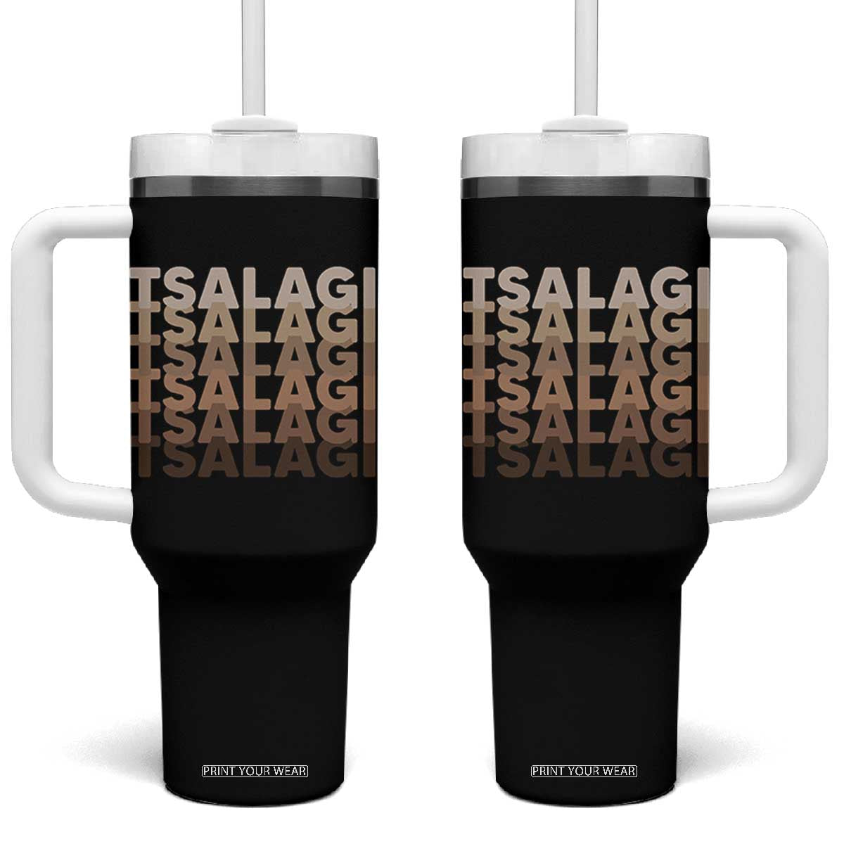 Cherokee Tsalagi Heritage Pride Stacked Typography Tumbler With Handle TS12 One Size: 40 oz Black Print Your Wear