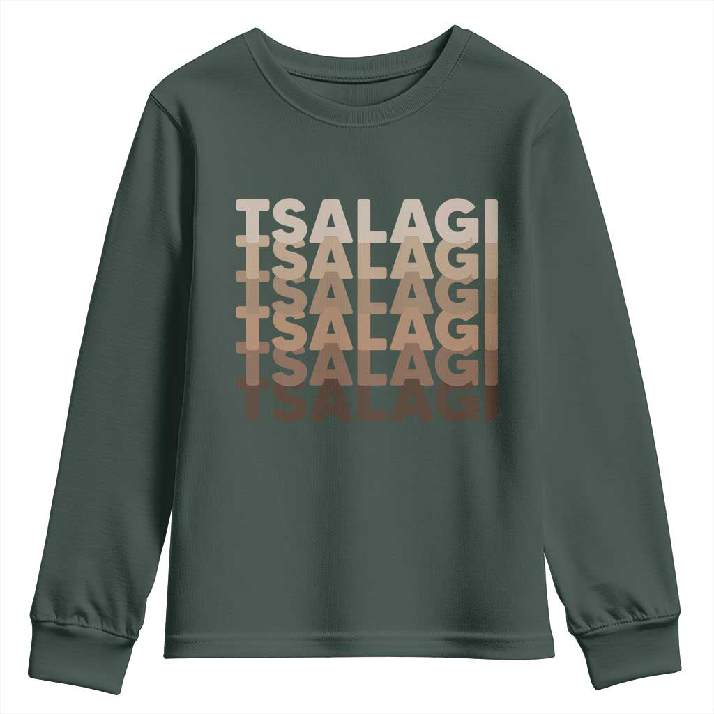 Cherokee Tsalagi Heritage Pride Stacked Typography Youth Sweatshirt