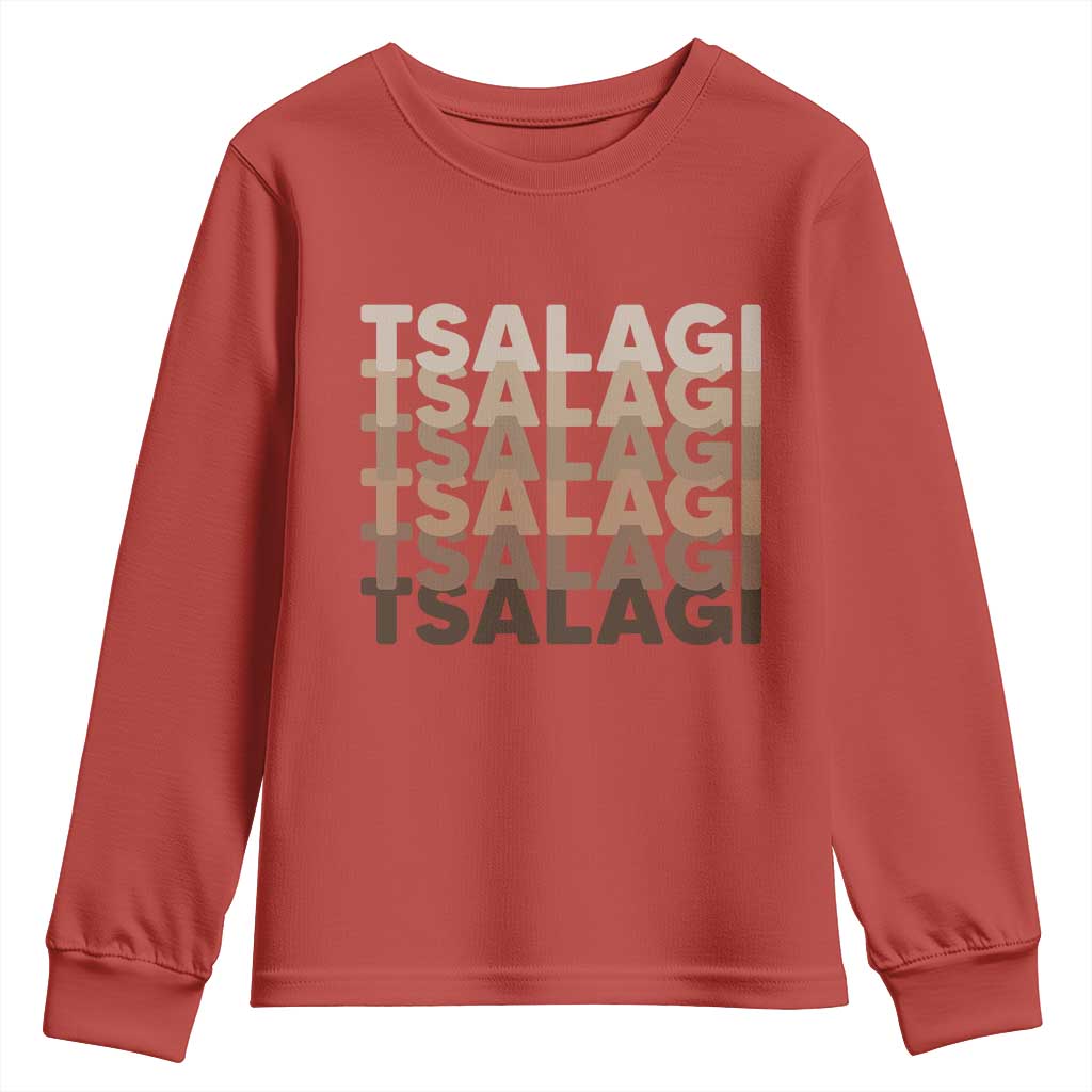 Cherokee Tsalagi Heritage Pride Stacked Typography Youth Sweatshirt