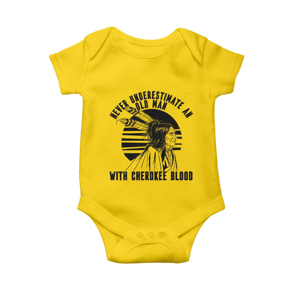 Never Underestimate An Old Man With Cherokee Blood Baby Onesie Native American Heritage Gift