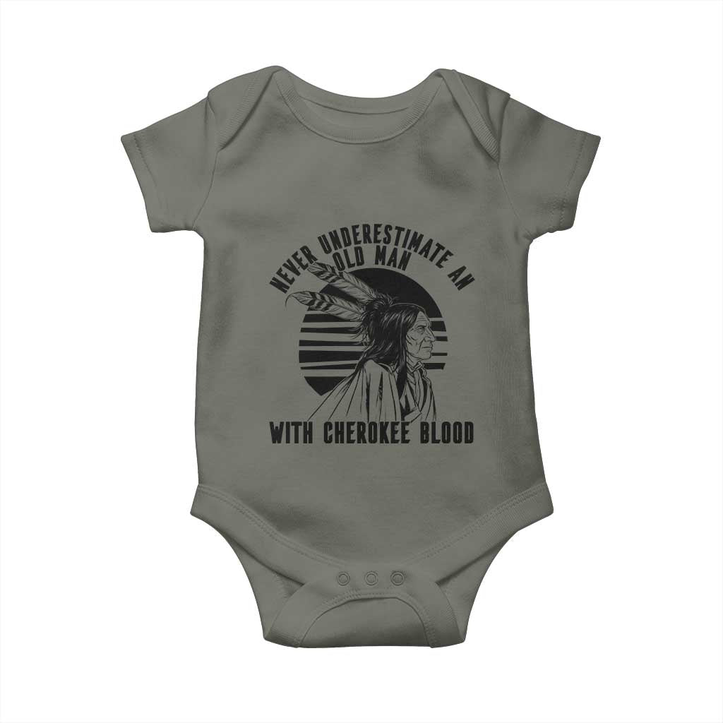 Never Underestimate An Old Man With Cherokee Blood Baby Onesie Native American Heritage Gift