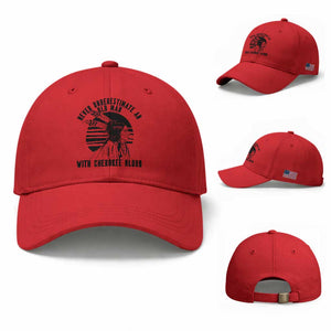 Never Underestimate An Old Man With Cherokee Blood Baseball Cap Native American Heritage Gift
