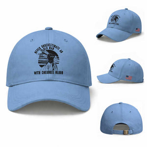 Never Underestimate An Old Man With Cherokee Blood Baseball Cap Native American Heritage Gift