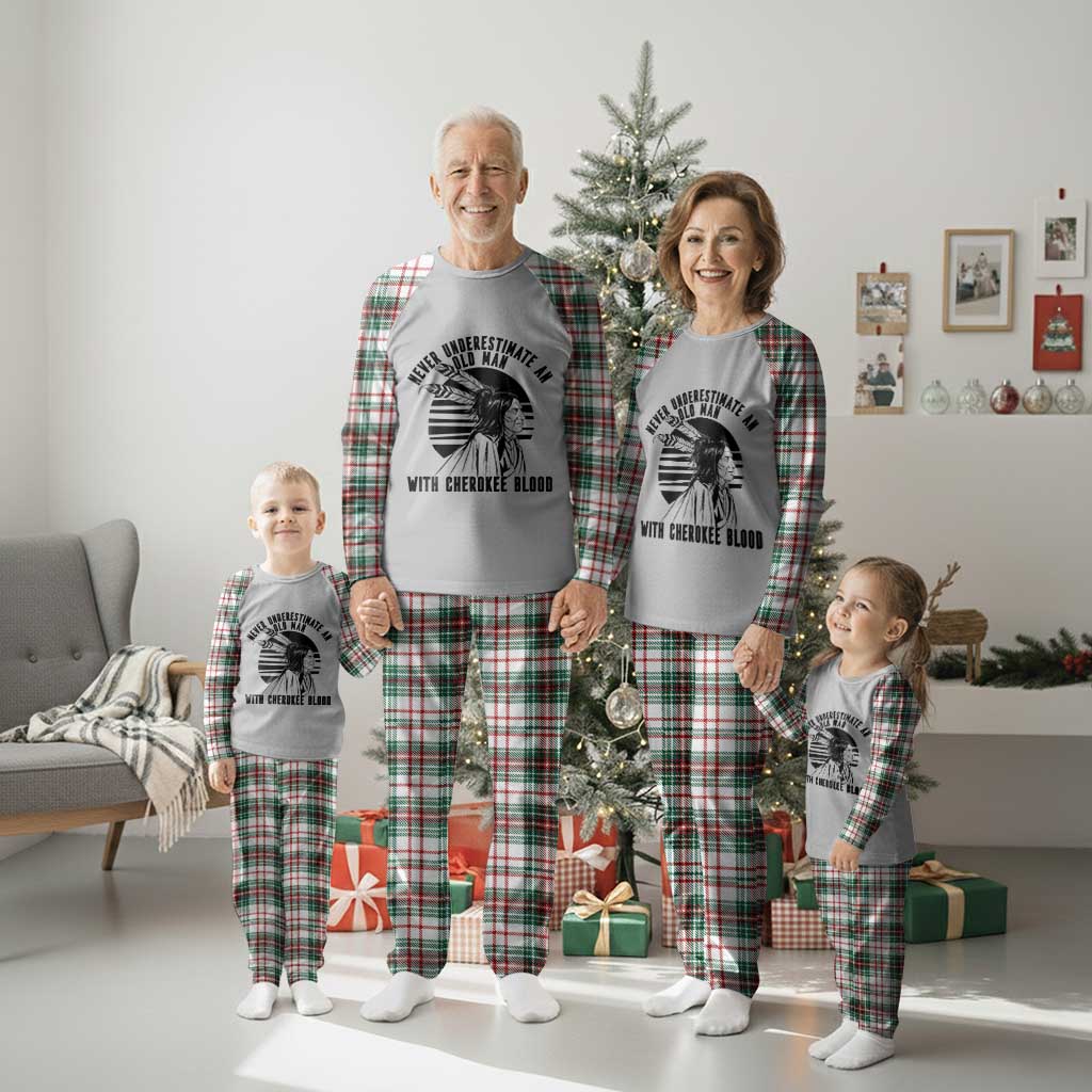 Never Underestimate An Old Man With Cherokee Blood Plaid Pajama Set Native American Heritage Gift