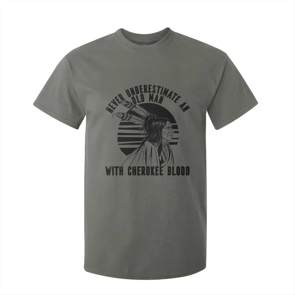 Never Underestimate An Old Man With Cherokee Blood T Shirt For Kid Native American Heritage Gift