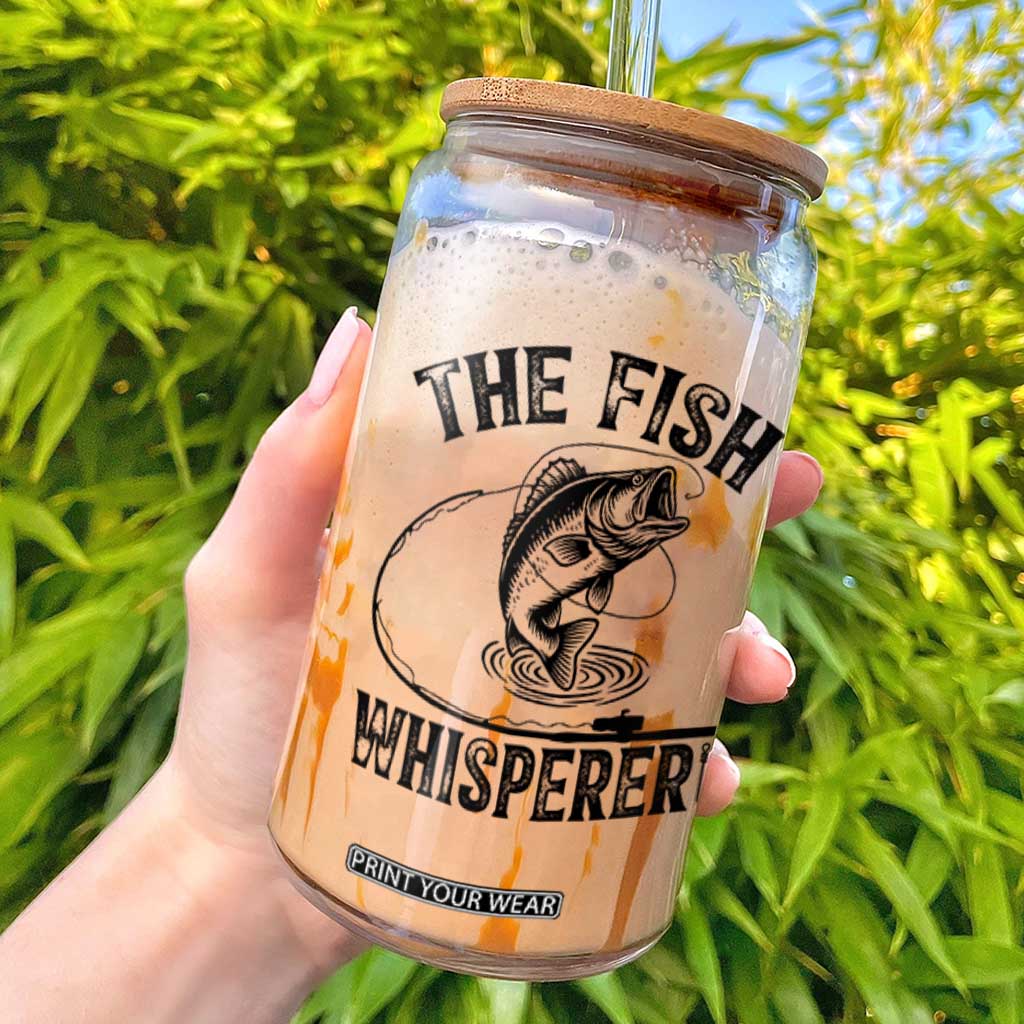 Funny The Fish Whisperer Glass Can Fishing Lover Angler Gift