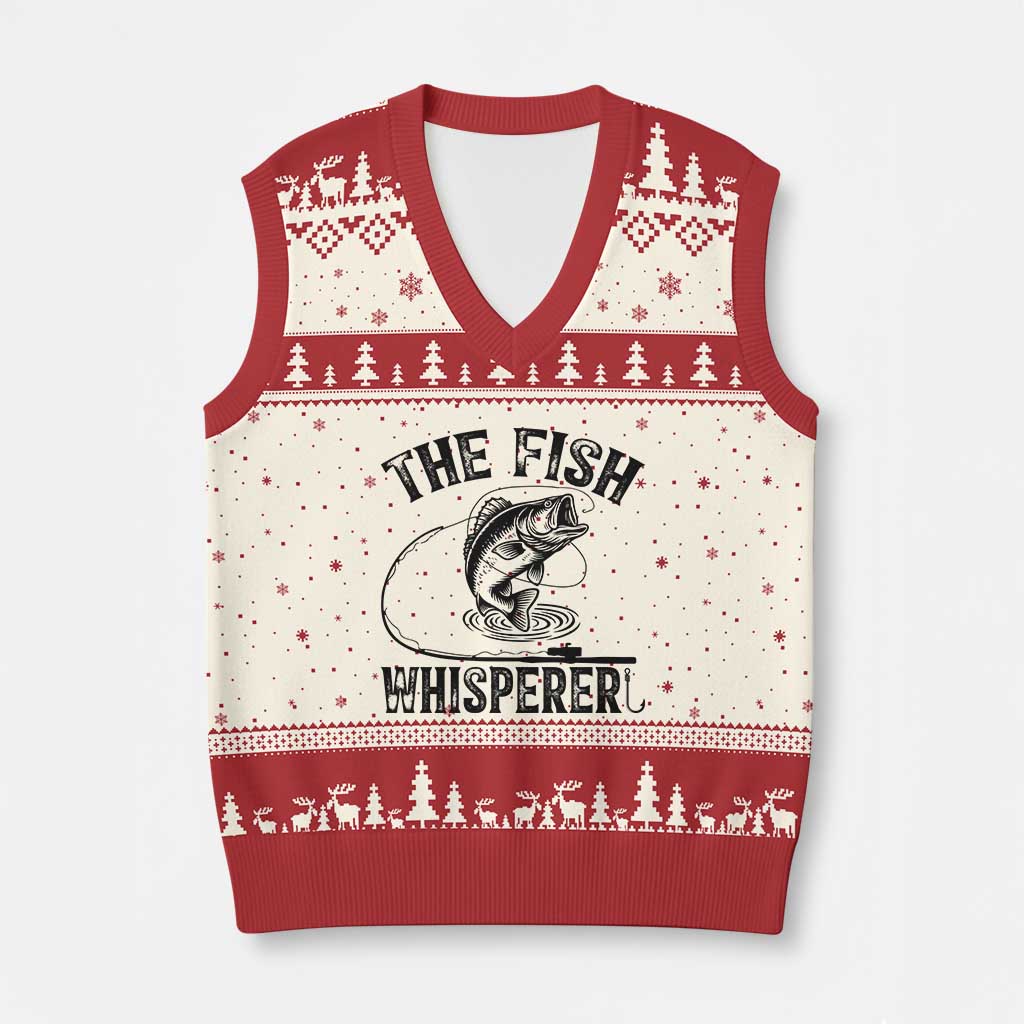 Funny The Fish Whisperer V-Neck Knit Sweater Vest Fishing Lover Angler Gift TS12 Beige Red Print Your Wear