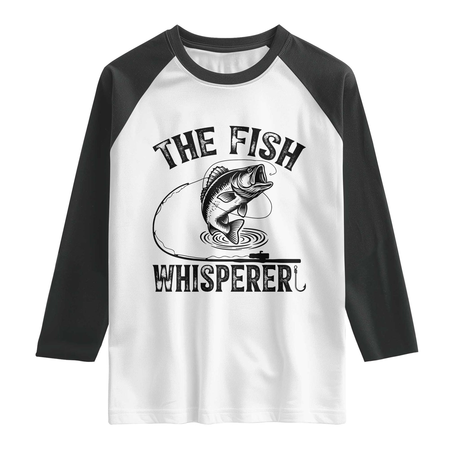 Funny The Fish Whisperer Raglan Shirt Fishing Lover Angler Gift TS12 White Black Print Your Wear