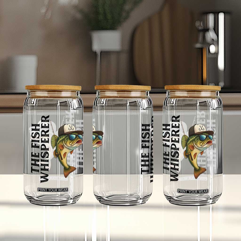 Funny The Fish Whisperer Fishing Glass Can Angler Lover Gift