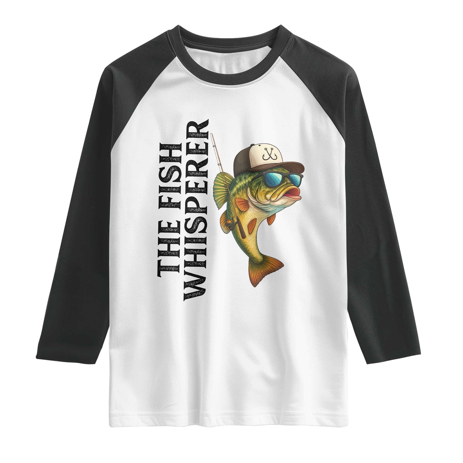 Funny The Fish Whisperer Fishing Raglan Shirt Angler Lover Gift TS12 White Black Print Your Wear