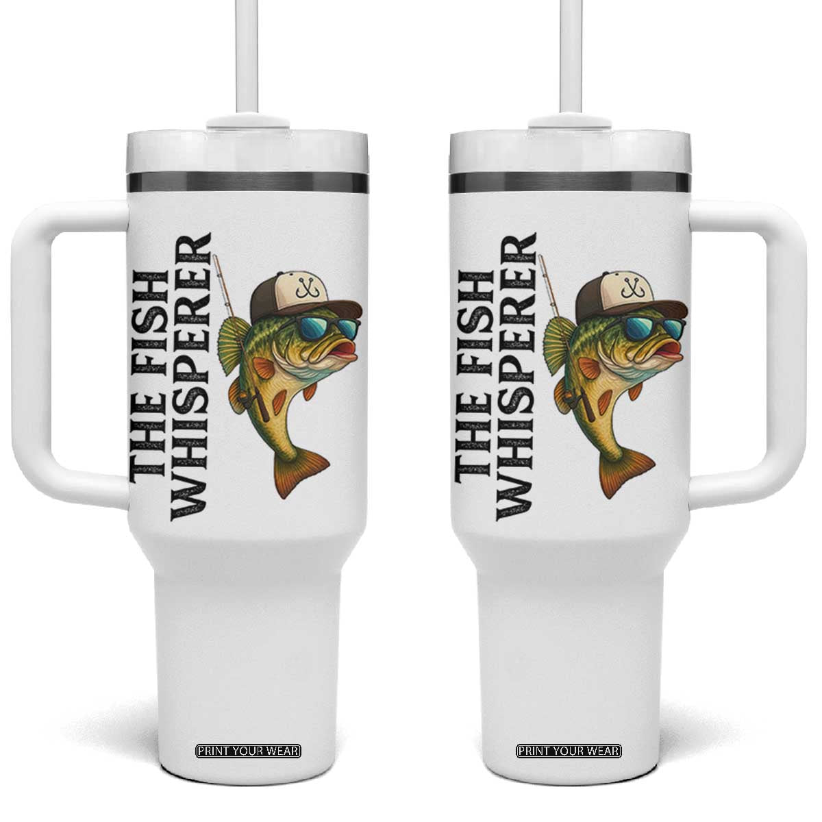 Funny The Fish Whisperer Fishing Tumbler With Handle Angler Lover Gift TS12 One Size: 40 oz White Print Your Wear