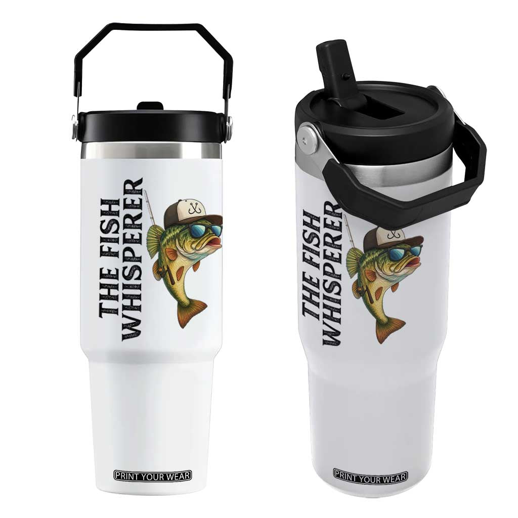 Funny The Fish Whisperer Fishing Flip Straw Tumbler Angler Lover Gift TS12 One Size: 30 oz White Print Your Wear