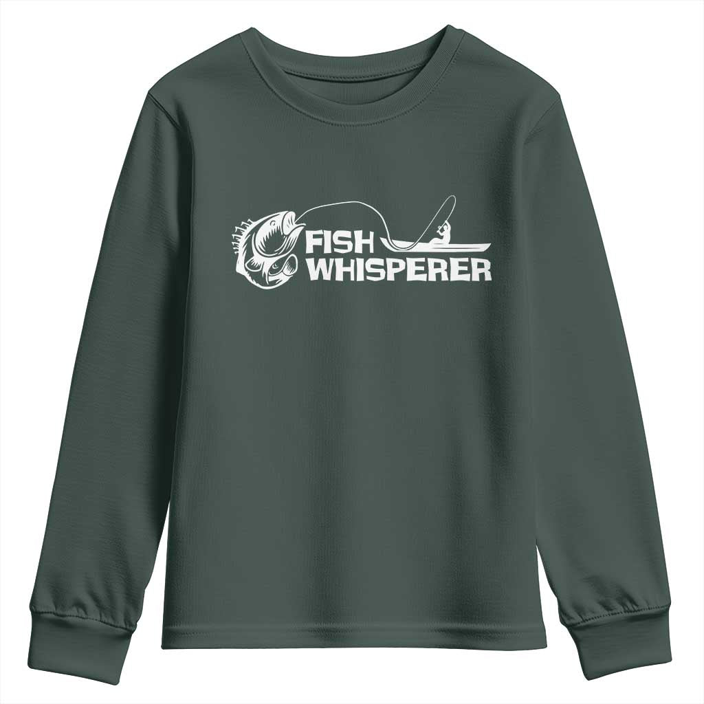 The Fish Whisperer Youth Sweatshirt Funny Fishing Gift TS12 Dark Forest Green Print Your Wear