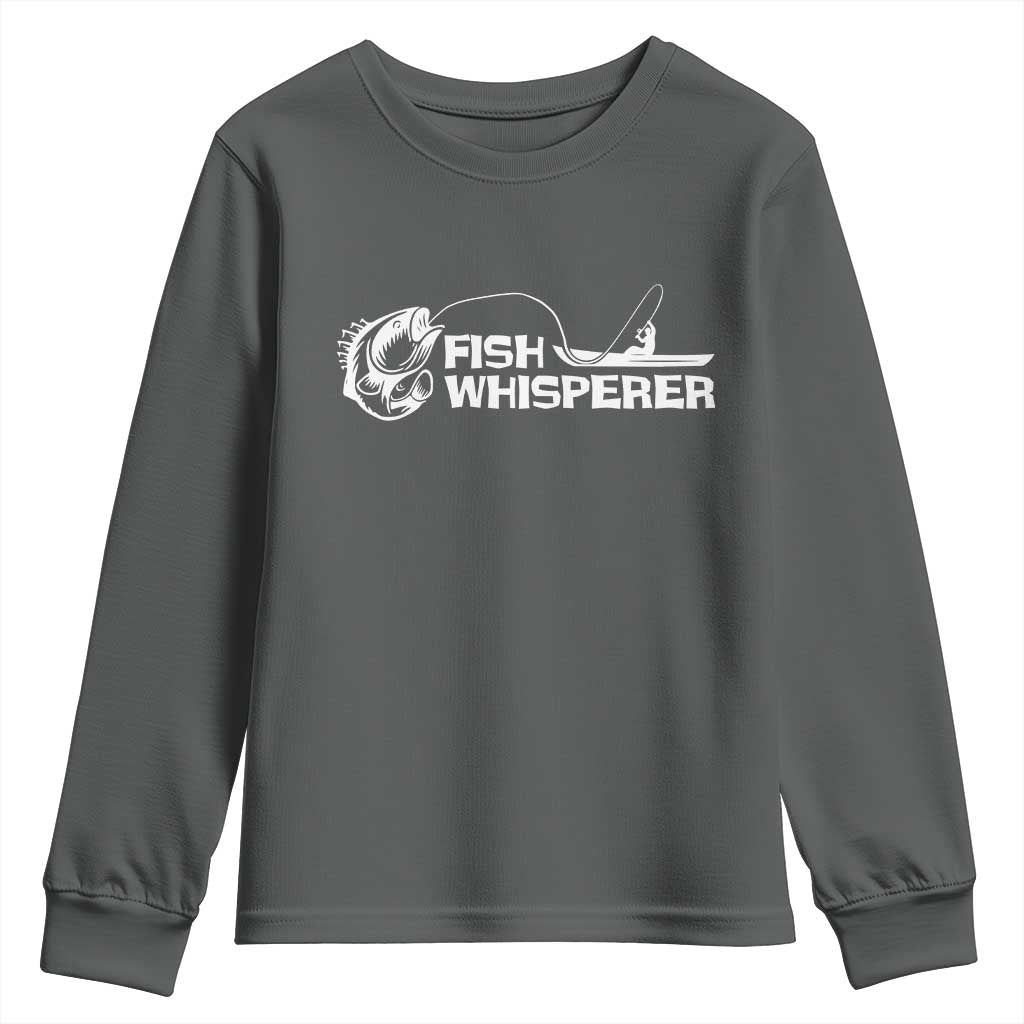 The Fish Whisperer Youth Sweatshirt Funny Fishing Gift TS12 Dark Heather Print Your Wear