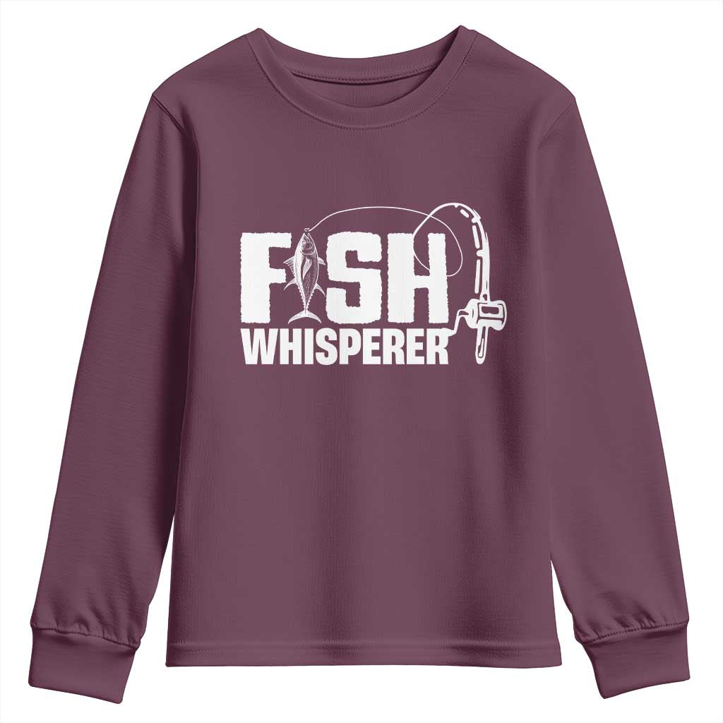 The Fish Whisperer Youth Sweatshirt Fish Lover Humor TS12 Maroon Print Your Wear