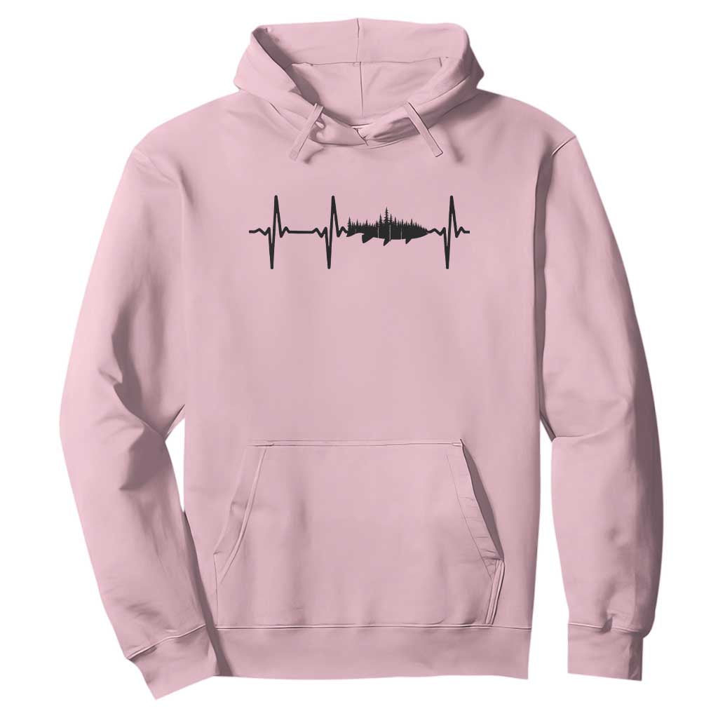 Fish And Forest Fishing Lover Heartbeat Gift Hoodie TS12 Light Pink Print Your Wear