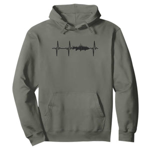 Fish And Forest Fishing Lover Heartbeat Gift Hoodie TS12 Military Green Print Your Wear
