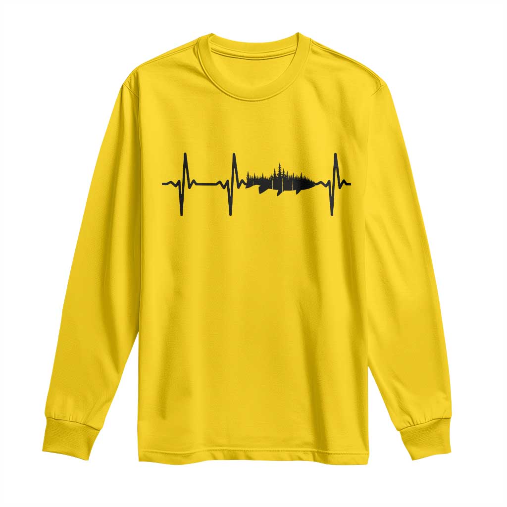 Fish And Forest Fishing Lover Heartbeat Gift Long Sleeve Shirt TS12 Daisy Print Your Wear