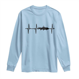 Fish And Forest Fishing Lover Heartbeat Gift Long Sleeve Shirt TS12 Light Blue Print Your Wear