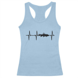 Fish And Forest Fishing Lover Heartbeat Gift Racerback Tank Top TS12 Light Blue Print Your Wear
