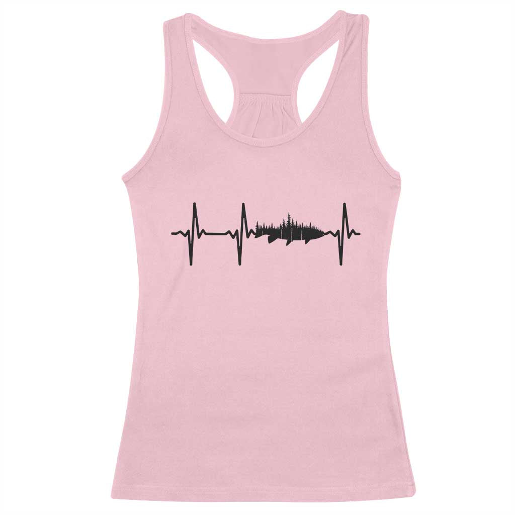 Fish And Forest Fishing Lover Heartbeat Gift Racerback Tank Top TS12 Light Pink Print Your Wear