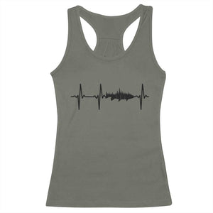 Fish And Forest Fishing Lover Heartbeat Gift Racerback Tank Top TS12 Military Green Print Your Wear