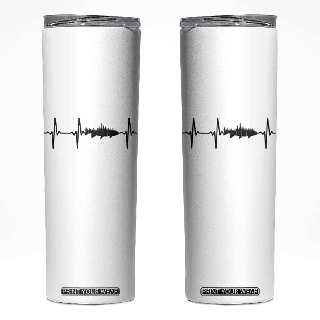 Fish And Forest Fishing Lover Heartbeat Gift Skinny Tumbler TS12 White Print Your Wear