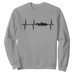 Fish And Forest Fishing Lover Heartbeat Gift Sweatshirt TS12 Sport Gray Print Your Wear