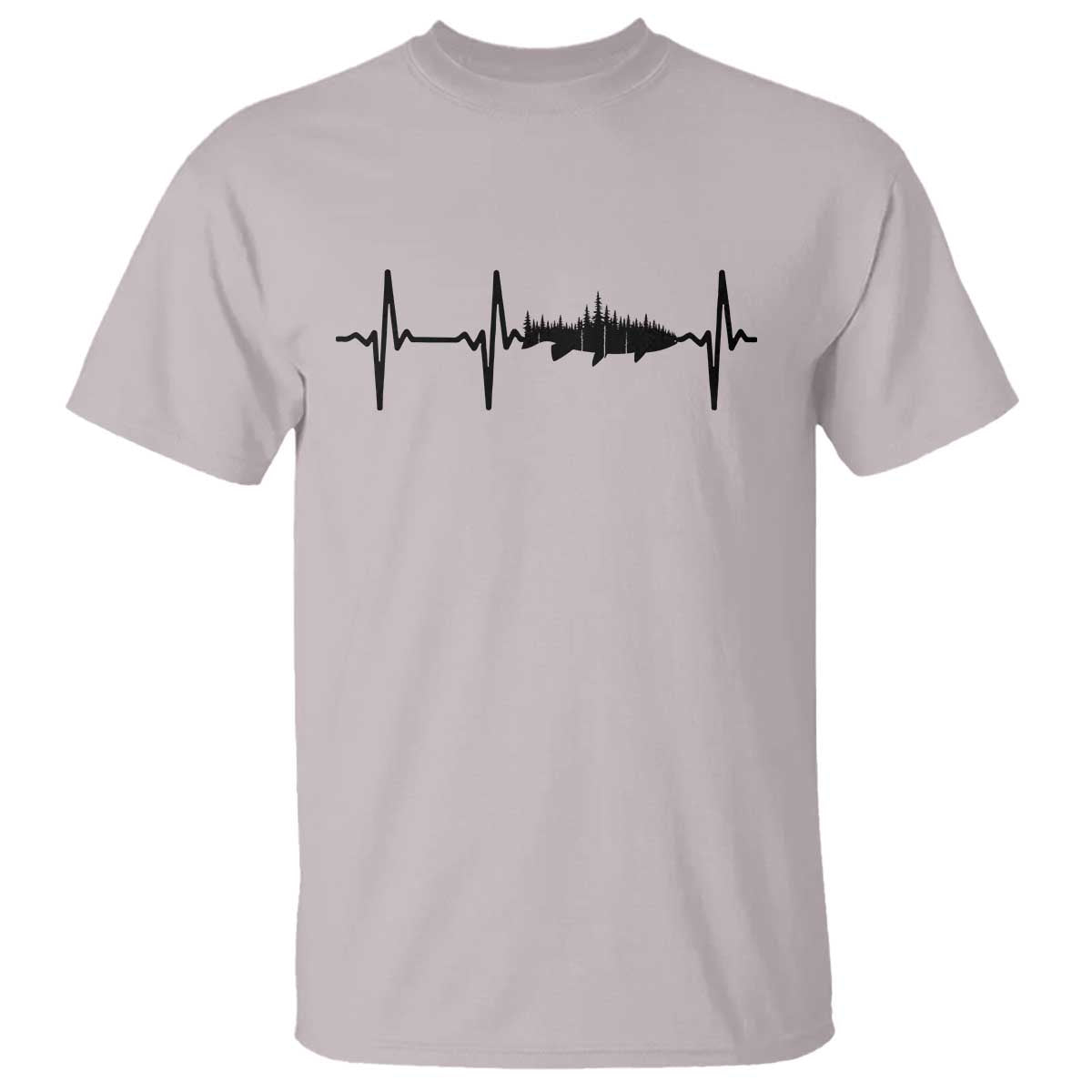 Fish And Forest Fishing Lover Heartbeat Gift T Shirt TS12 Ice Gray Print Your Wear