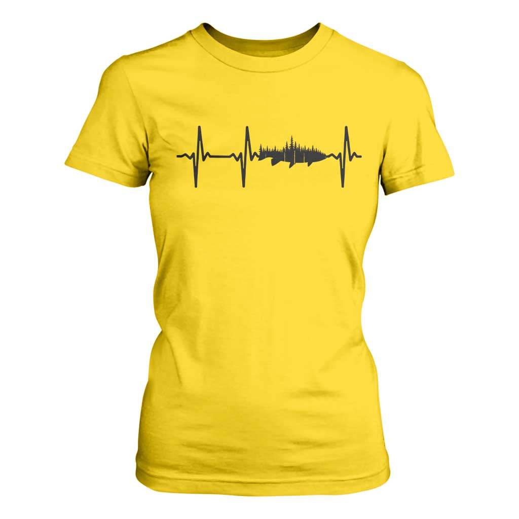 Fish And Forest Fishing Lover Heartbeat Gift T Shirt For Women TS12 Daisy Print Your Wear