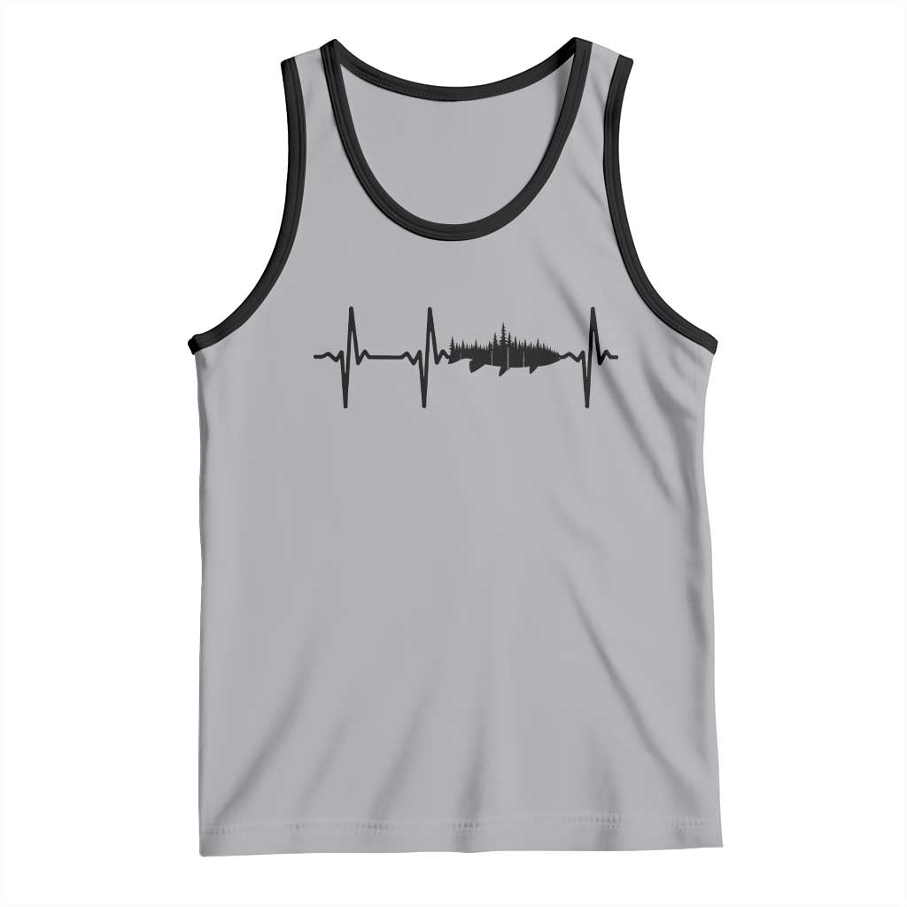 Fish And Forest Fishing Lover Heartbeat Gift Tank Top TS12 Athletic Heather Black Print Your Wear