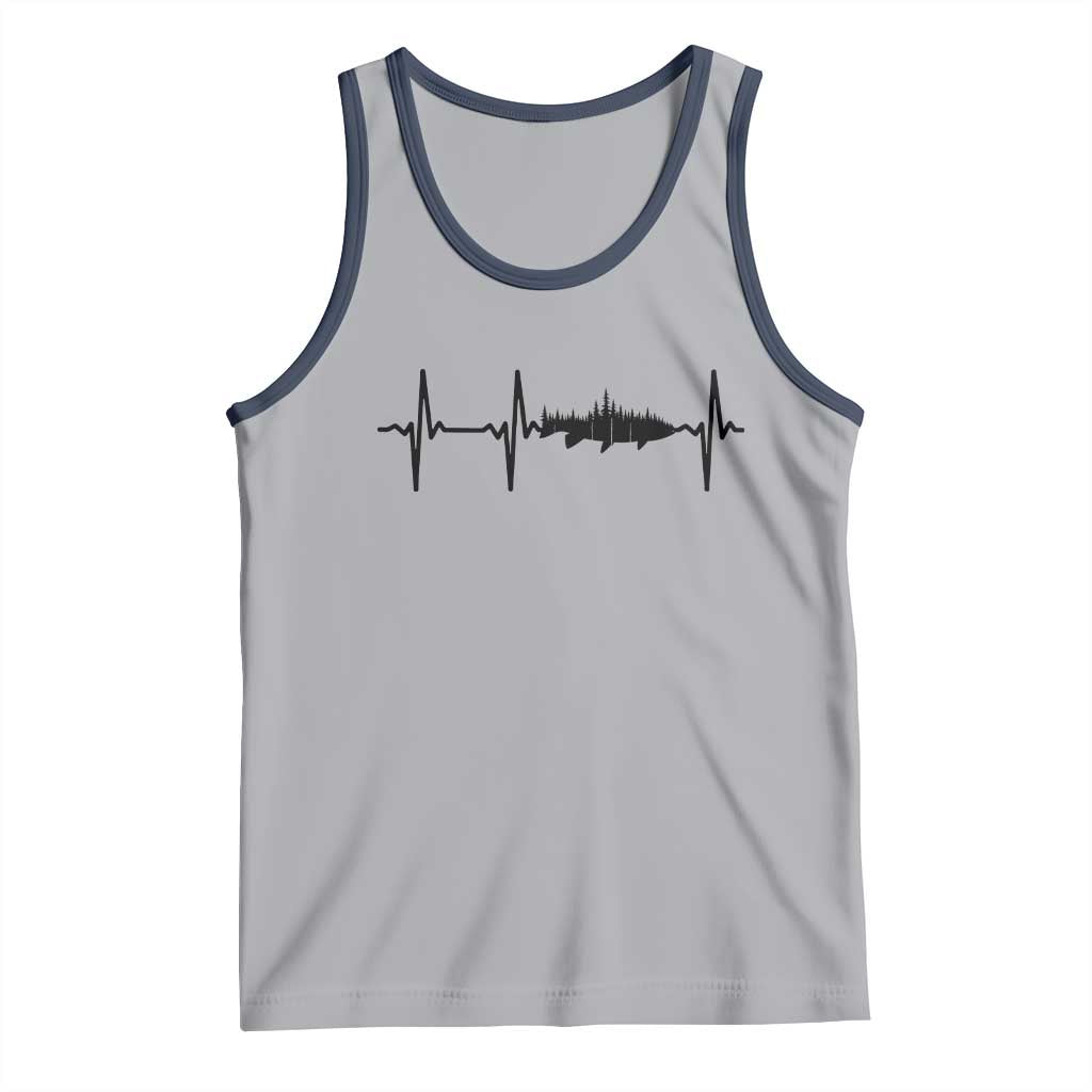Fish And Forest Fishing Lover Heartbeat Gift Tank Top TS12 Athletic Heather Navy Print Your Wear