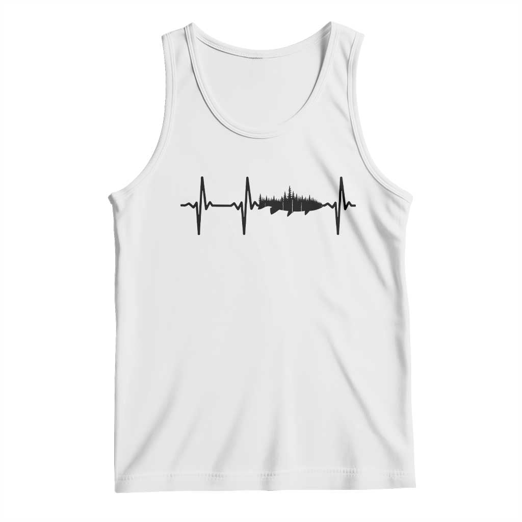Fish And Forest Fishing Lover Heartbeat Gift Tank Top TS12 White Print Your Wear
