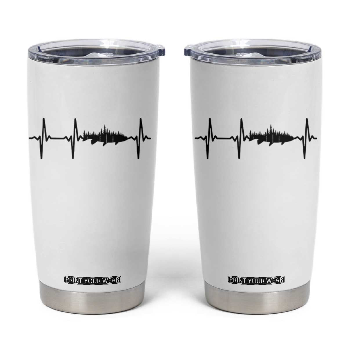 Fish And Forest Fishing Lover Heartbeat Gift Tumbler Cup TS12 White Print Your Wear