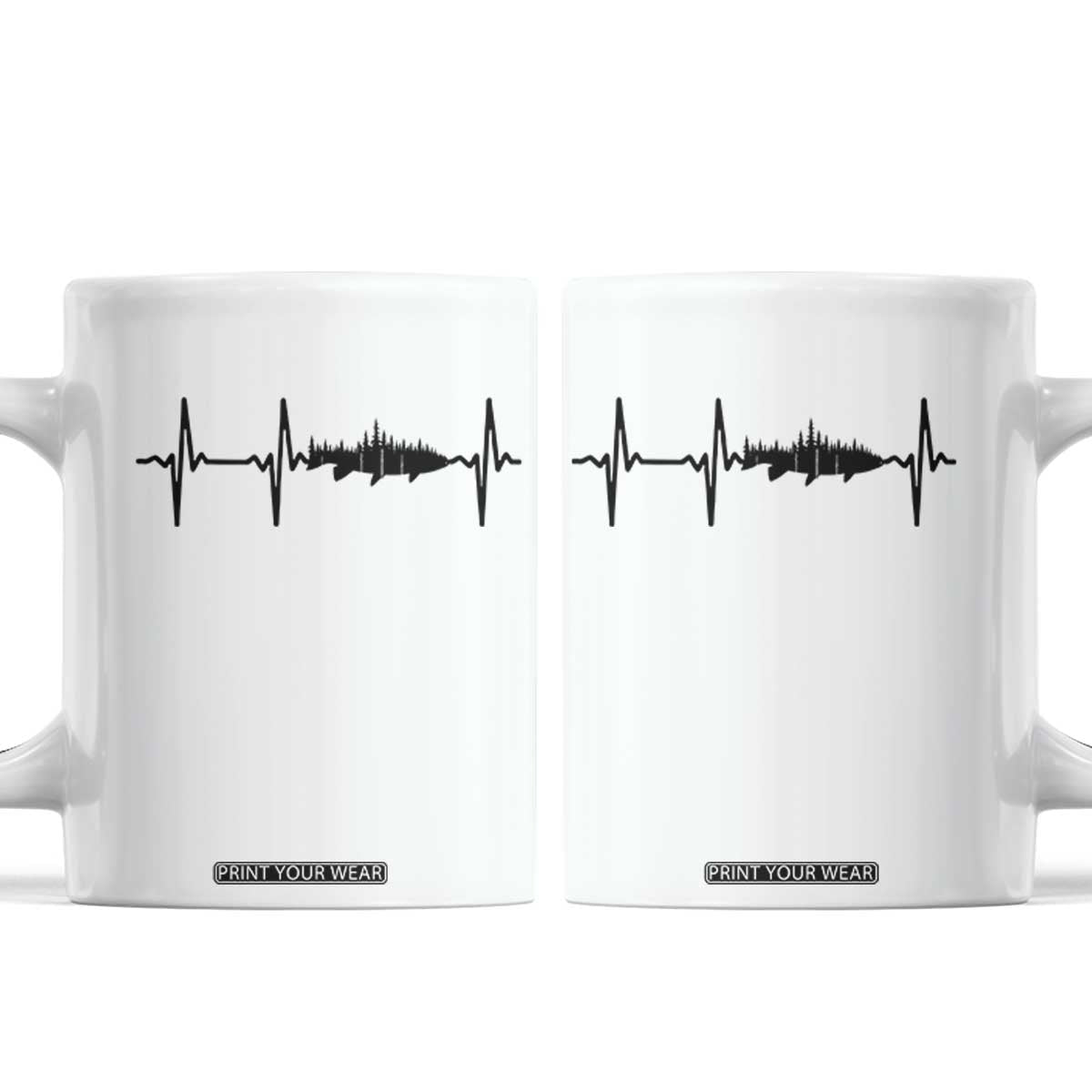 Fish And Forest Fishing Lover Heartbeat Gift Coffee Mug TS12 White Print Your Wear